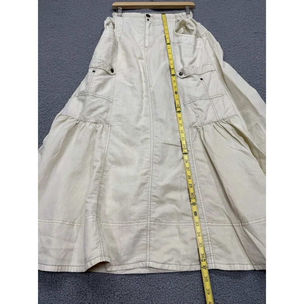 Free People Maxi Skirt Beige Rough Riding Preppy Retro Boho Vacay Small New